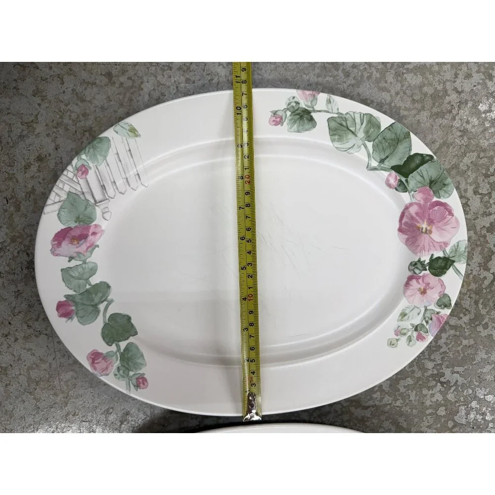 Vintage‎ Pfaltzgraff Cape May Oval Platters Set of 2 Pink Floral Birdhouse 14.5